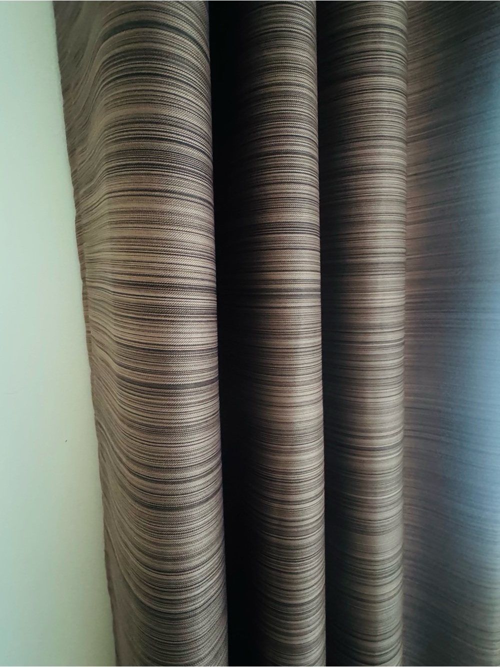 Brown Striped Grommet-Top Window Curtain Panel 50x84 2pcs - Picture 3 of 5